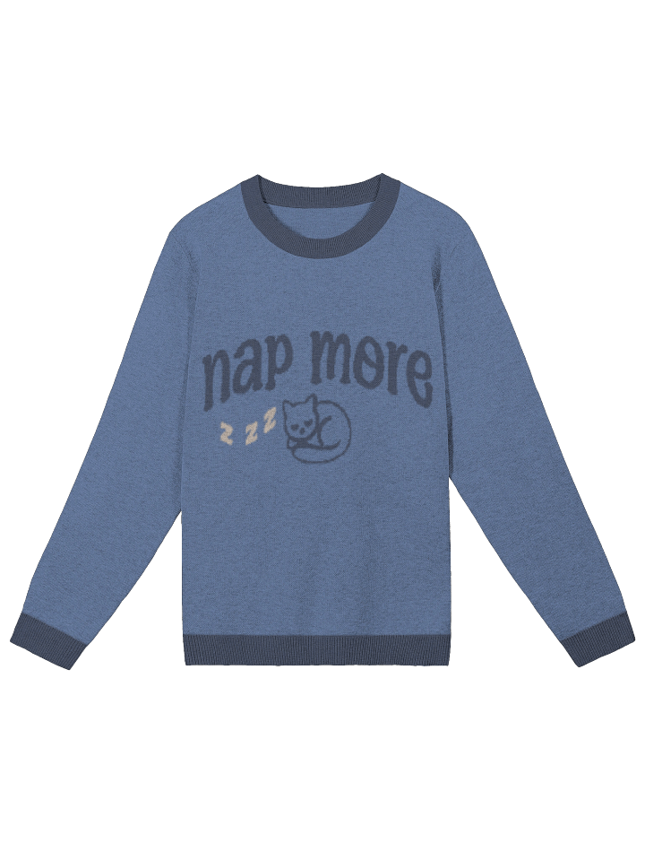 Nap More Cat Sweater – Relaxed Fit Jacquard Knit Crewneck Pullover, Cozy Oversized Cat Lover Gift product image (3)