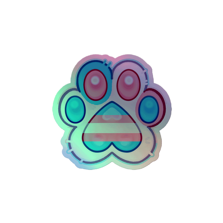 Trans Pride Paw Print Holographic Kiss Cut Sticker product image (2)