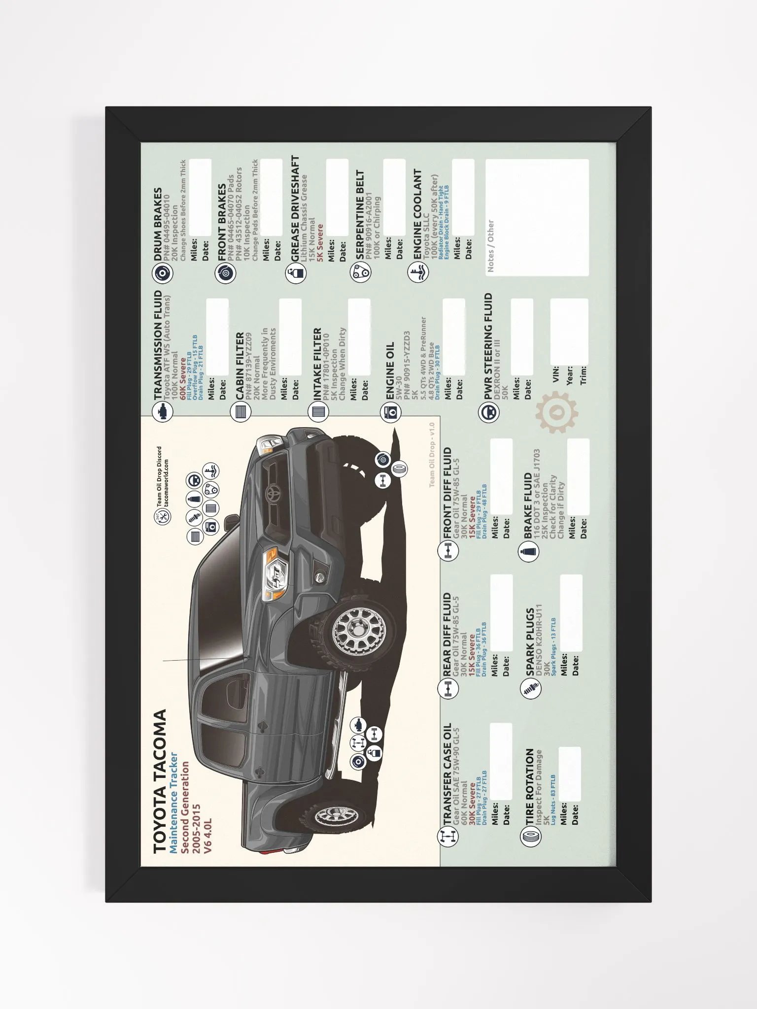 2nd GEN MAINTENANCE TRACKER V1.0 - Magnetic Gray (FRAMED) product image (2)