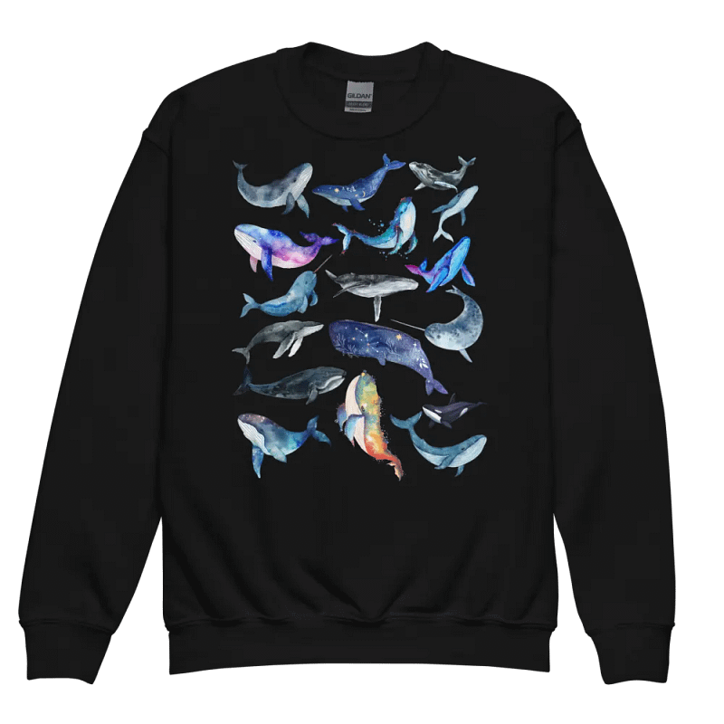 Whale Collage Youth Crewneck Sweatshirt