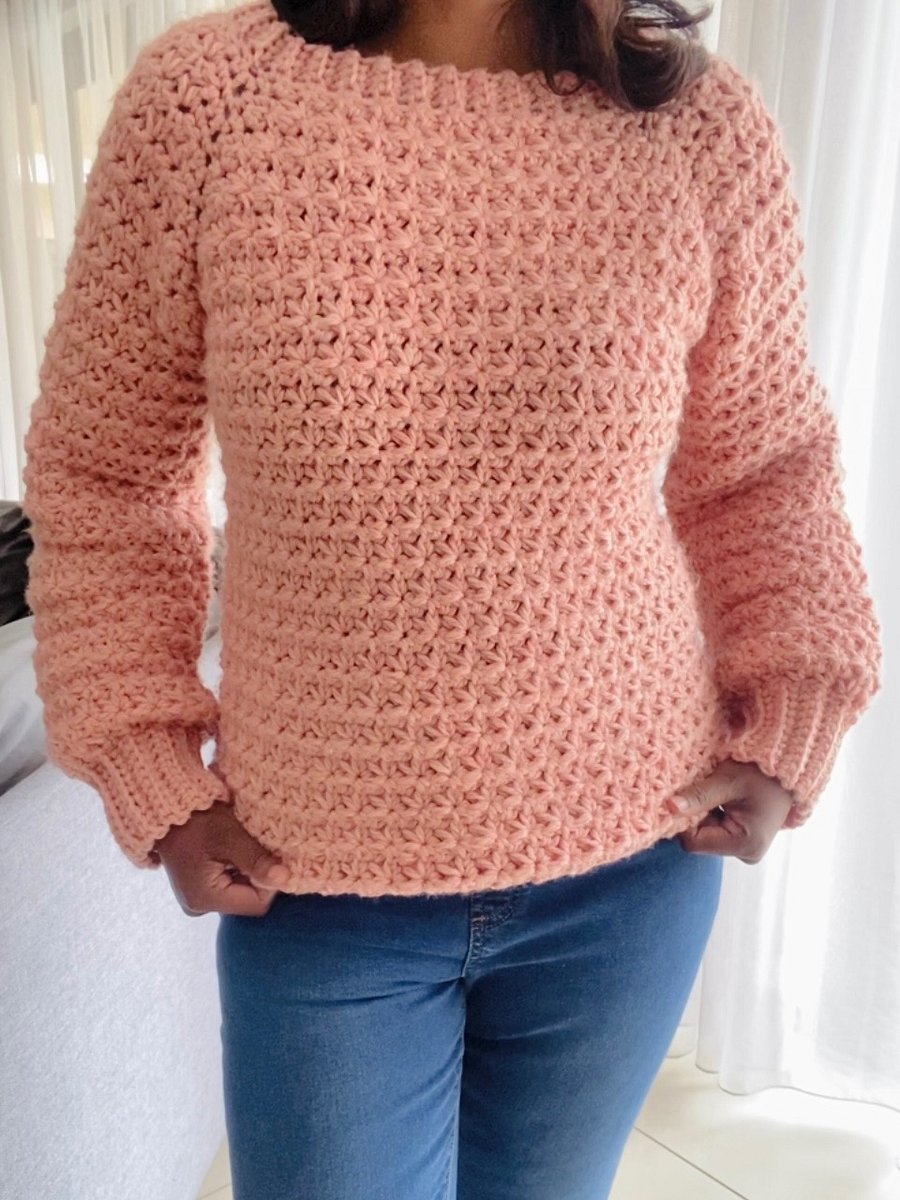 Crochet Raglan Trinity Stitch Sweater Written Pattern product image (4)