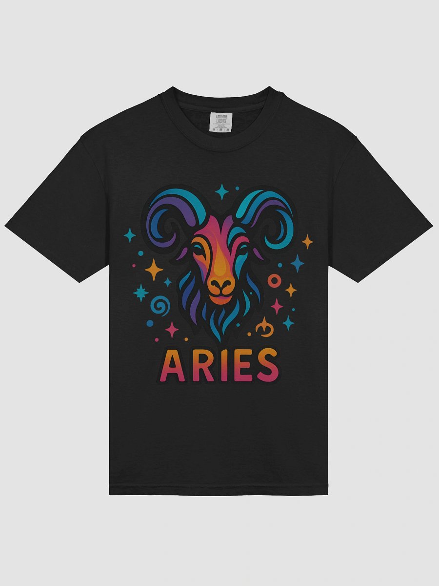 Aries Zodiac Sign T-Shirt – Bold & Fiery Psychedelic Horoscope Design 1 product image (3)