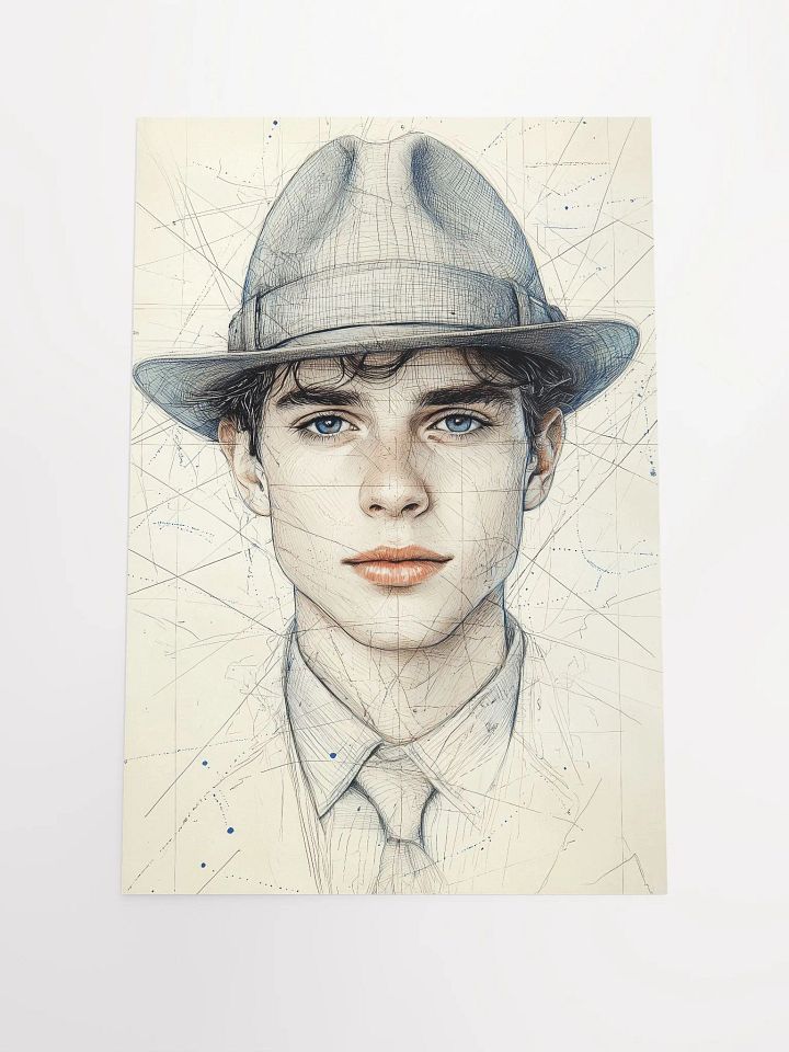 Classic Elegance: Line Art Portrait of a Man in a Fedora product image (1)