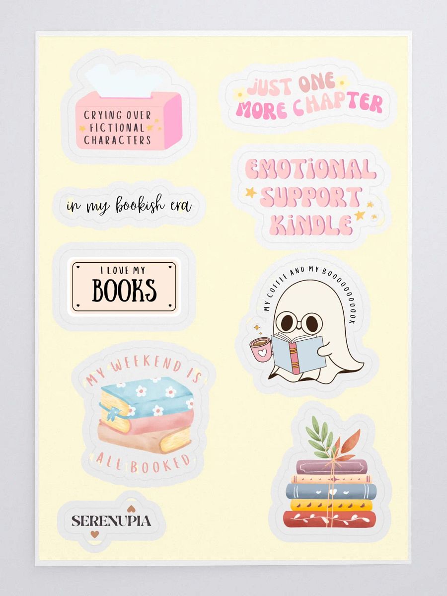 Aesthetic Pink Shades Reading and Books Stickers Pack product image (3)