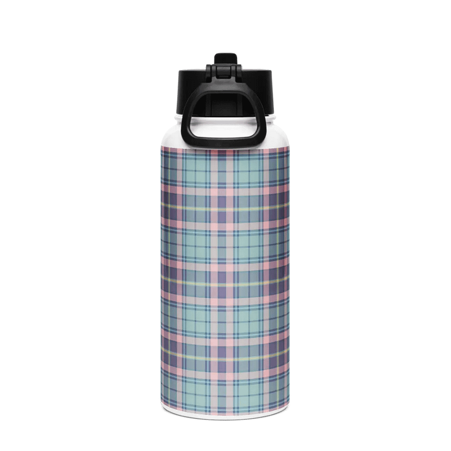Light Green, Lavender, and Pink Plaid Water Bottle product image (3)