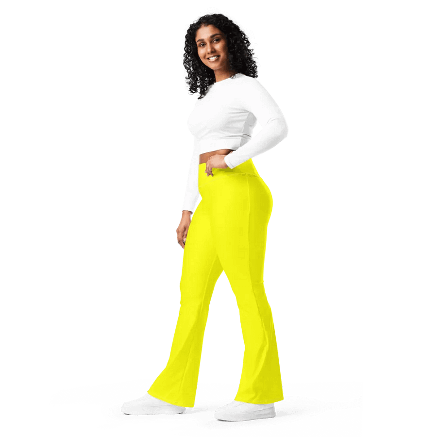 Plain Color Yellow Flare Leggings product image (3)