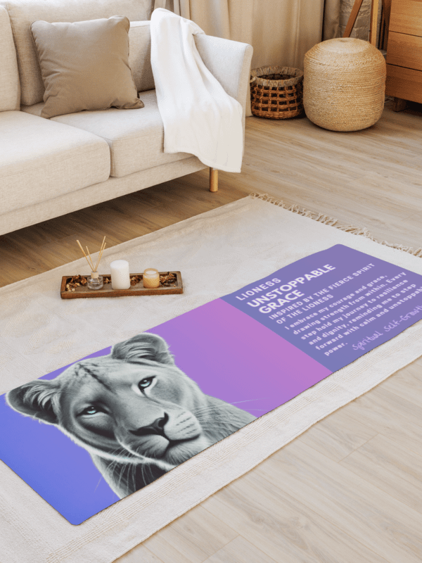 "Unstoppable Grace" Lioness Yoga Mat – A Tribute to Fierce Feminine Power. Pink product image (1)
