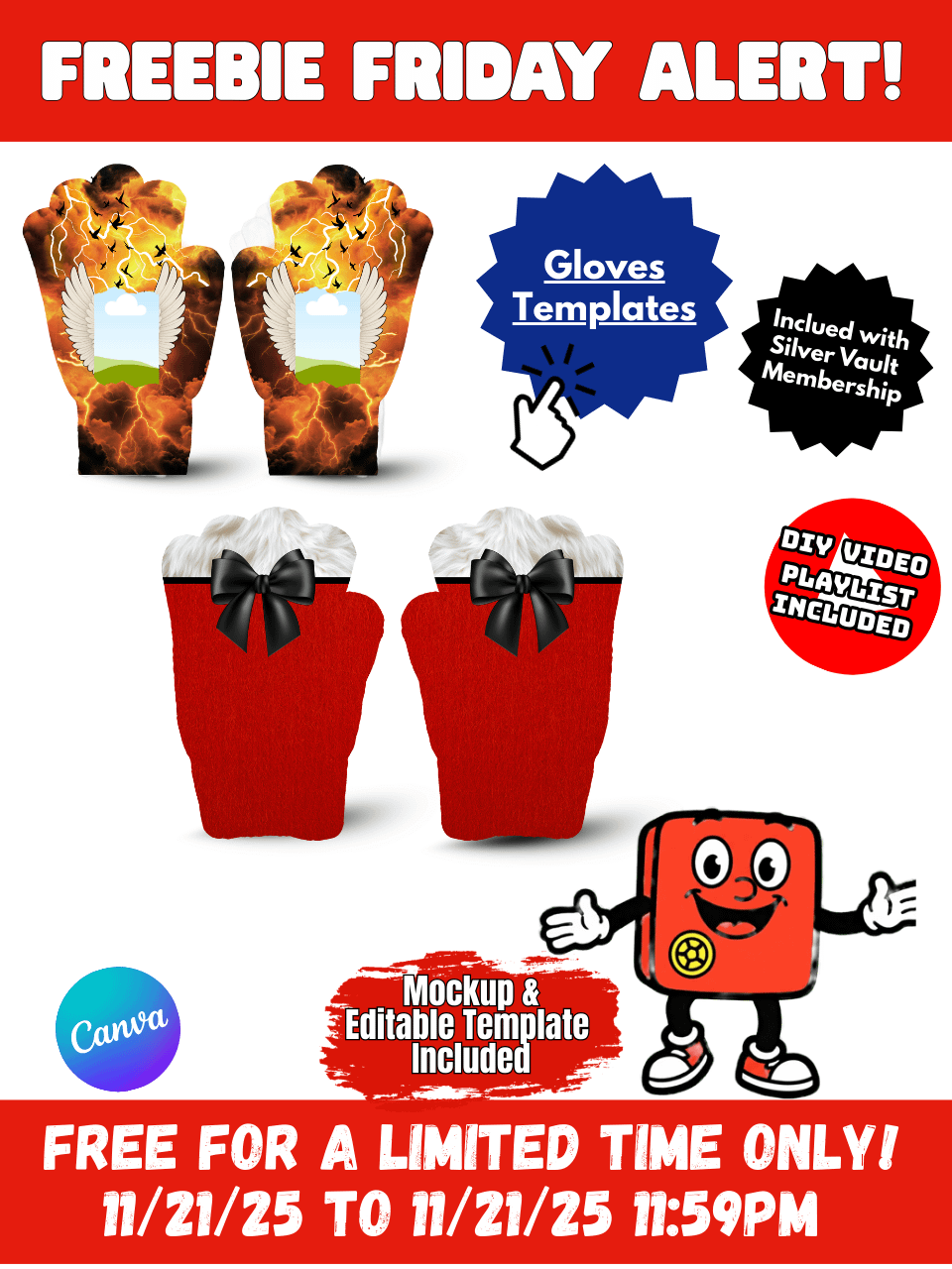 Non-Members Only - DT and EPC Crafters Holiday Sublimation Glove Templates product image (1)
