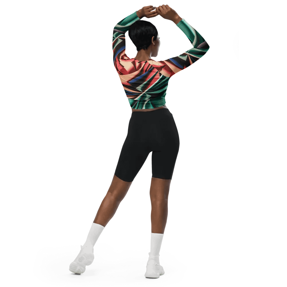 TDS Music Recycled Long Sleeve Crop Top - Eco-Friendly with Vibrant Multicolour Print product image (4)