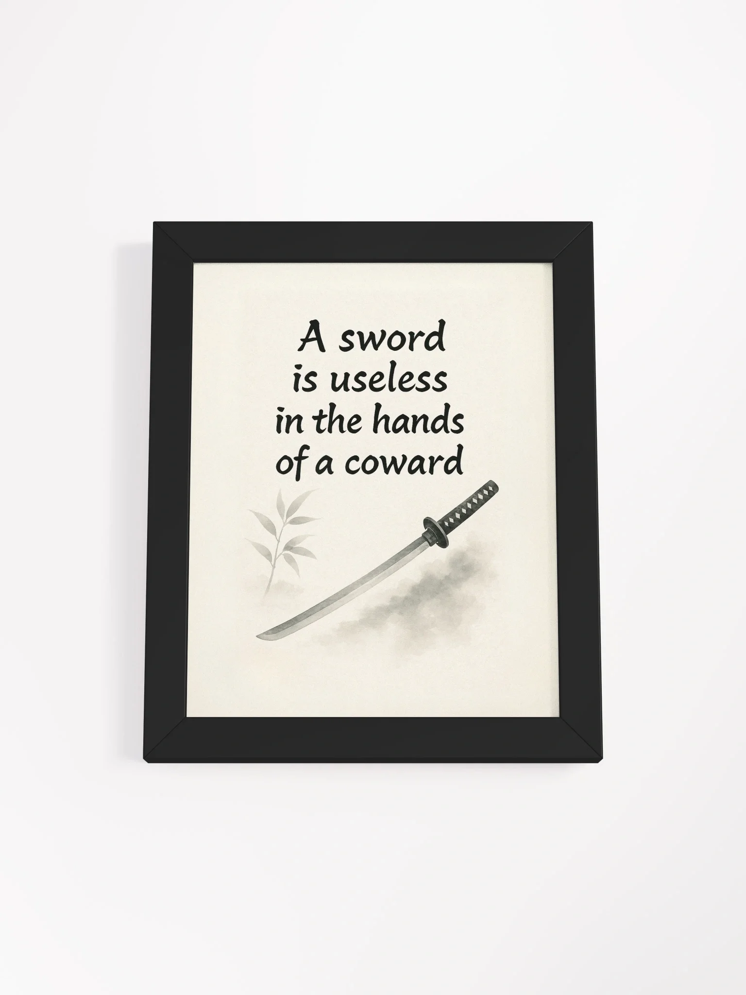 Samurai Courage Quote Wall Art – Nichiren Buddhism Framed Print for Inner Strength product image (1)