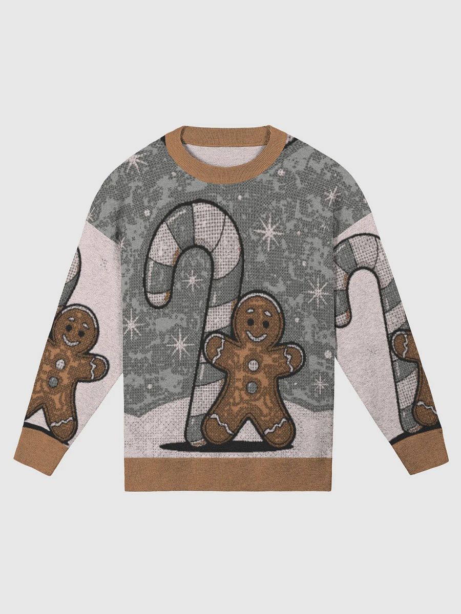 Festive Candy Cane and Gingerbread Man Crewneck Sweater product image (1)