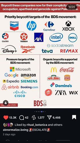 Wanted to reshare these from @bds.movement 🖤🖤 
#boycott #bds #bdsmcommunity #bdsmovement #bdsmovement🇵🇸 #FreePalestine #FreeThem