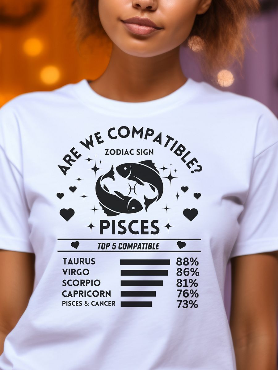 Pisces Zodiac Sign Romantic Compatibility T-Shirt - Bella Canvas 3001 Unisex Staple T-Shirt - Light Colors product image (1)