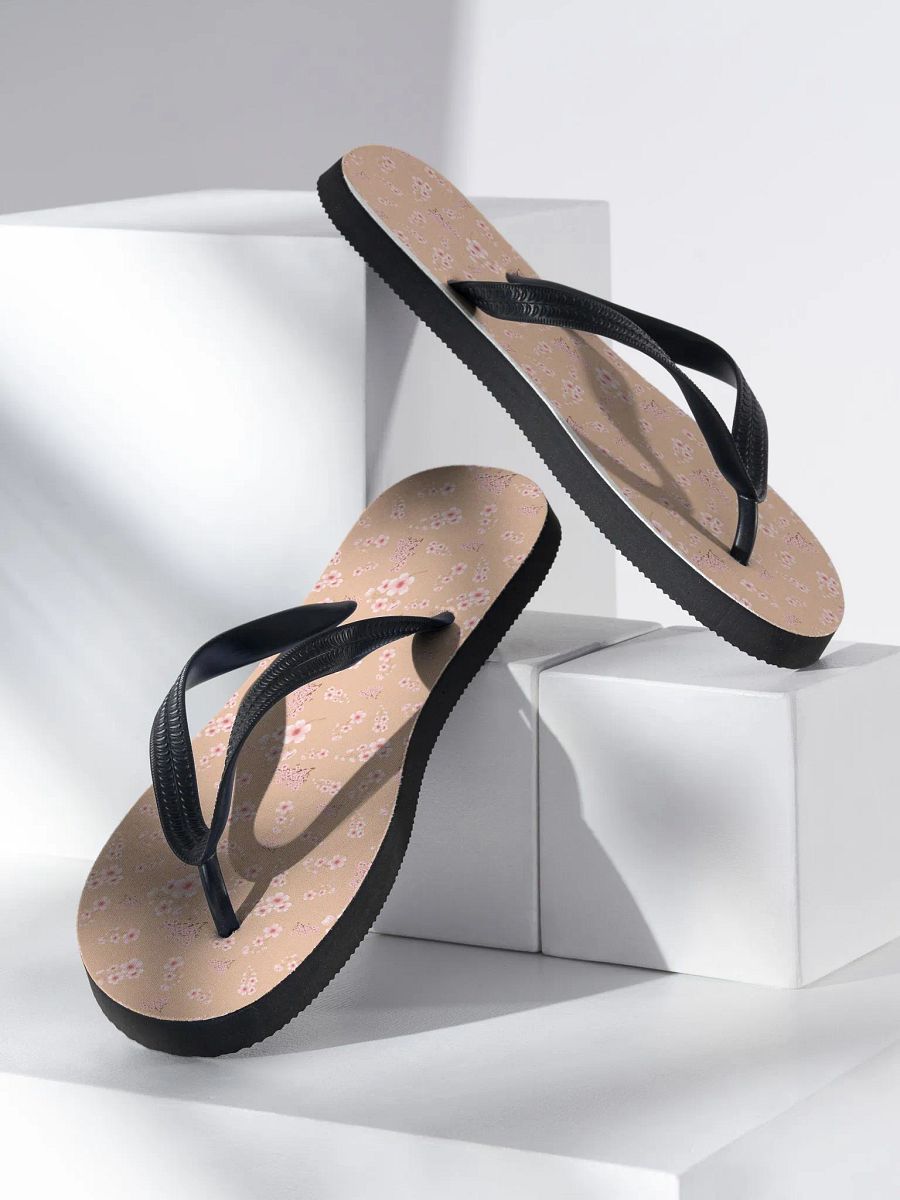 Cherry Blossoms on Cream Flip Flops product image (2)