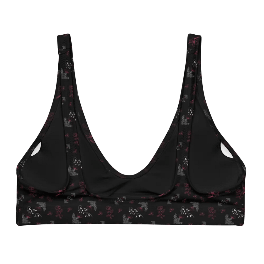 Magenta and White Flowers on Black Eco-Green Padded Bikini Top product image (11)