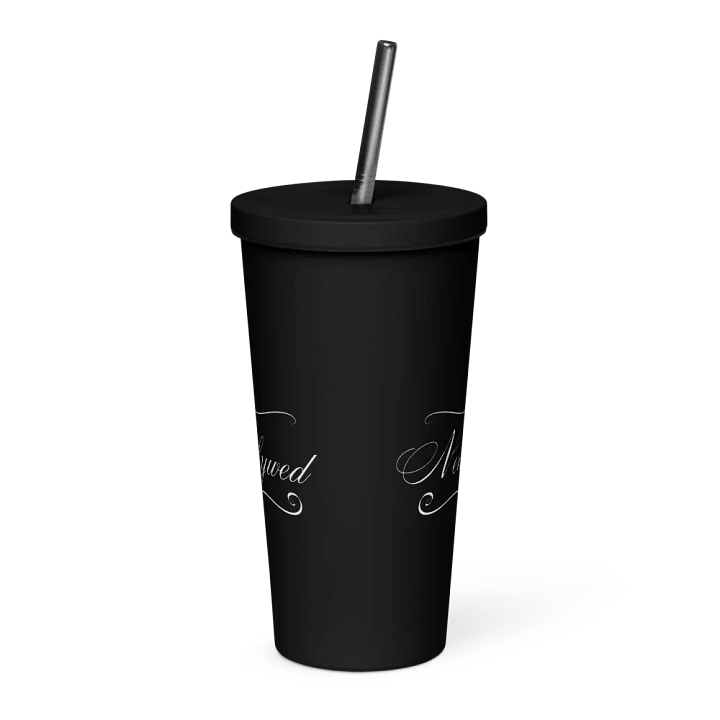 Tumbler with Straw - Nearlywed - White Text product image (1)