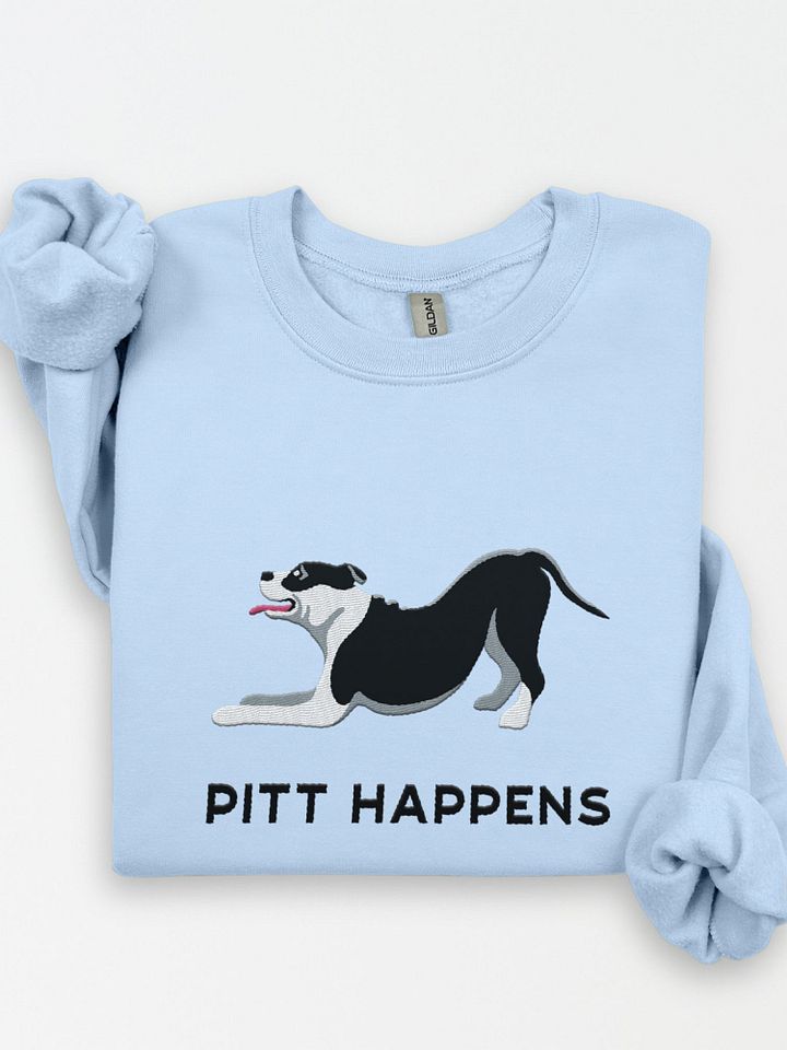 Pitt Happens Sweatshirt (Embroidered) of a Pitbull Terrier(Black) product image (1)