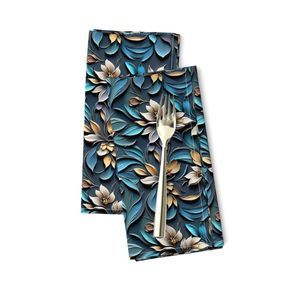 Seamless Pattern - Yellow-Brown Flowers on Textured Blue Background product image (9)