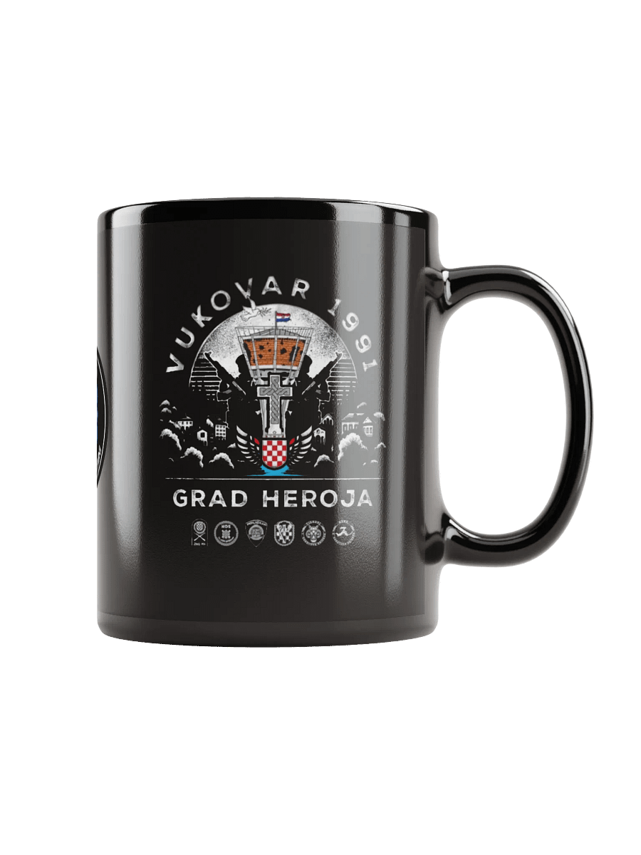 VUKOVAR 1991 HOS Emblem Black Glossy Mug product image (2)