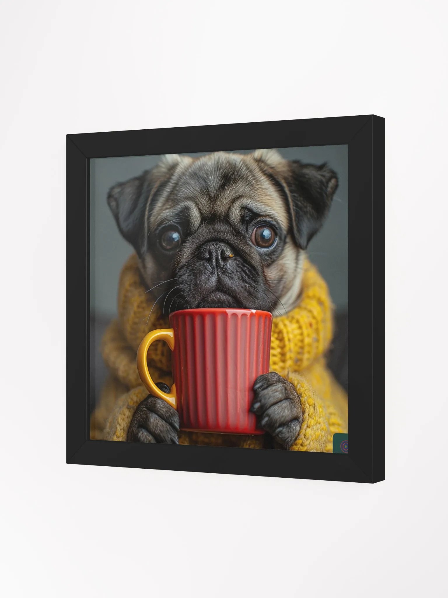 Coffee Lover Pug Puppy Framed Wall Art product image (3)