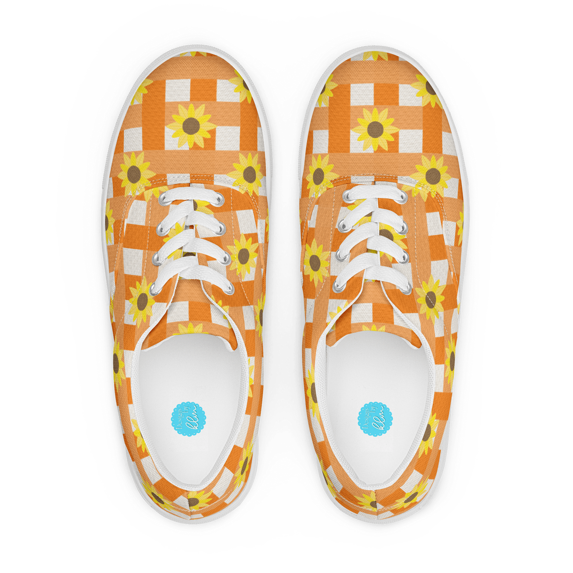 Sunflower Gingham Pattern Lace-Up Shoes in Orange product image (1)