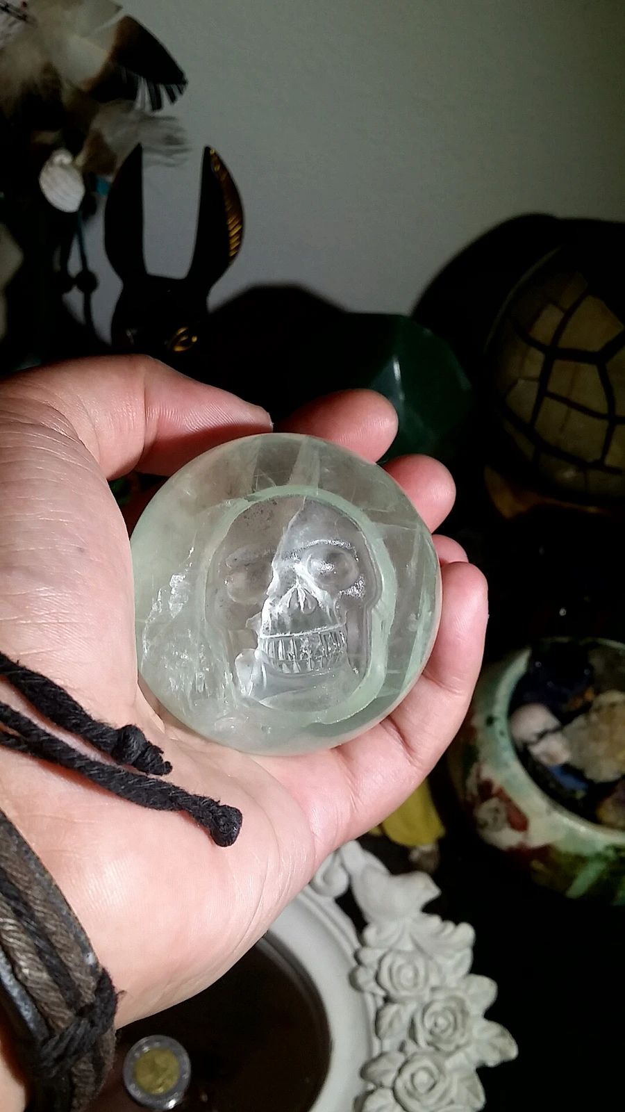 343g Fluorite Skull Sphere with Stand product image (3)