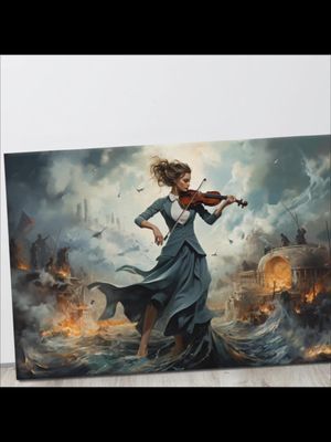 Violinist woman in caos, canvas print in Etsy and chaputstore.com #canvaspainting #walldecor #homedecor #decorideas #fypシ #fypviral #womanportrait #womanportraitpainting #artist #artistsoftiktok #musician 
