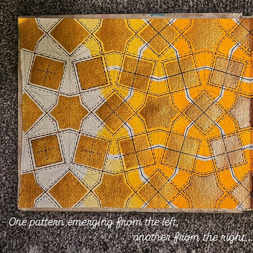 Left to right is one pattern emerging
Right to left is another, in the middle they are fully overlapped.

Thanks to @serapeki...