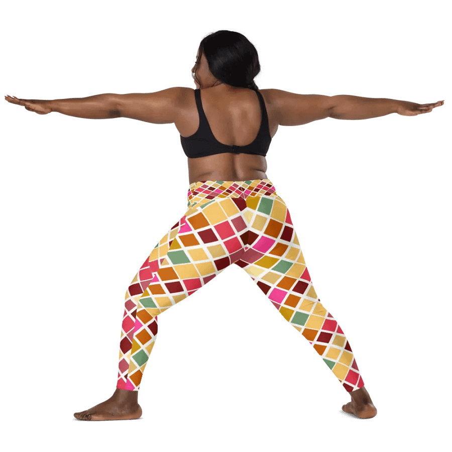 Colorful Square Pattern Design Leggings with Pocket - v8 product image (4)