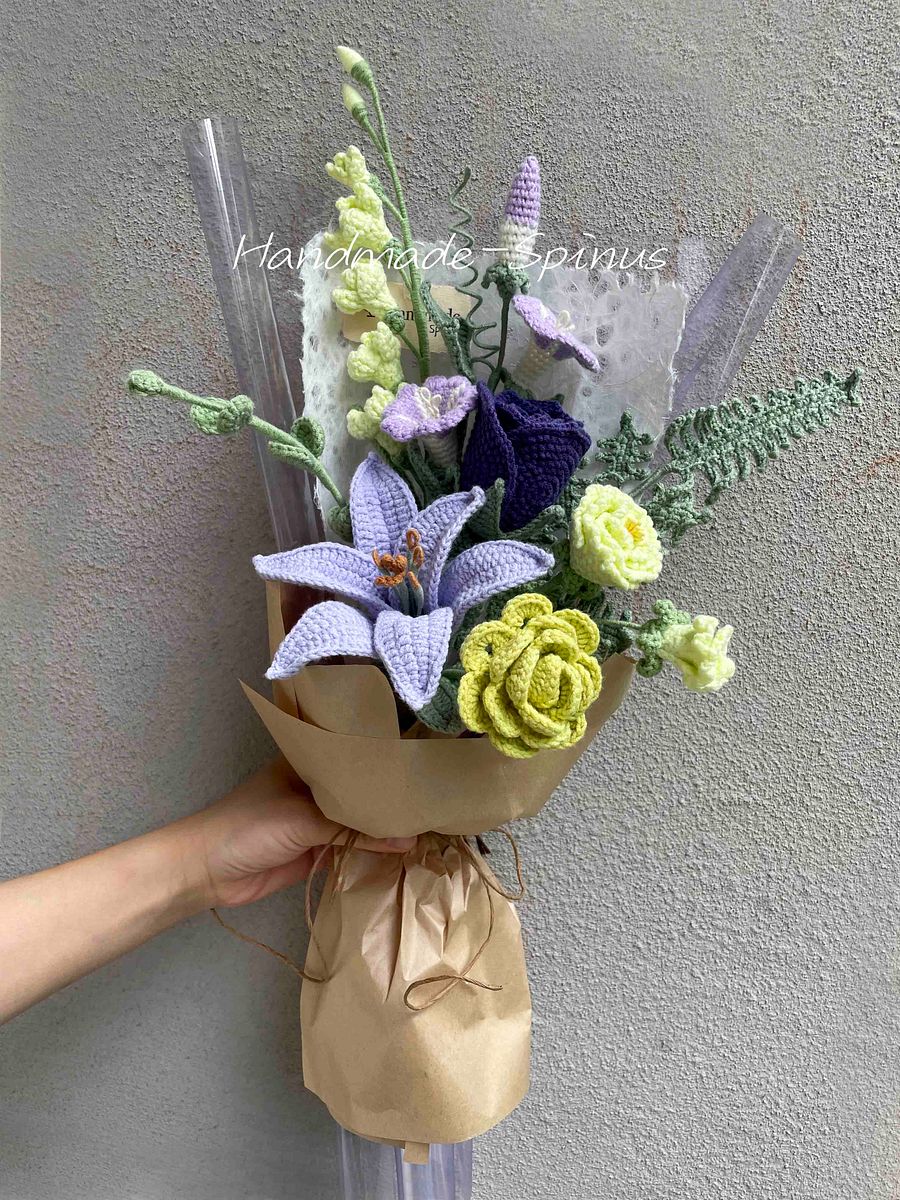 Purple & Green World Crochet Knit Bouquet product image (3)