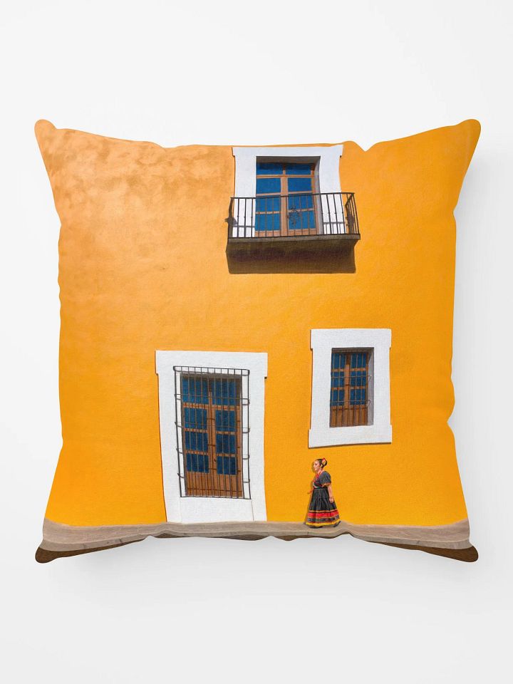 Puebla Mexico Golden Yellow Historic Architecture Throw PIllow product image (1)
