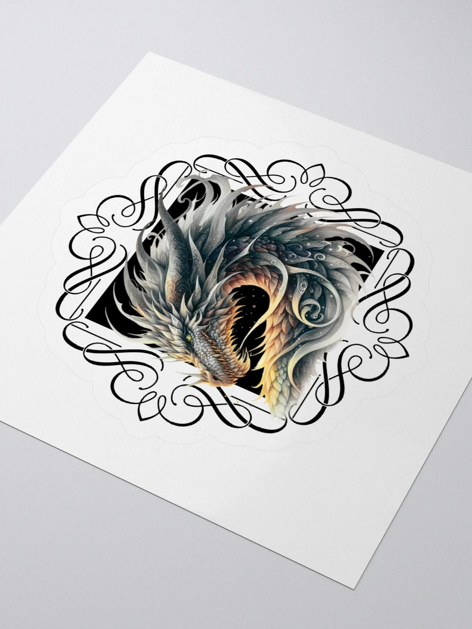 Mystical Dragon Gold and Silver Kiss Cut Stickers product image (1)