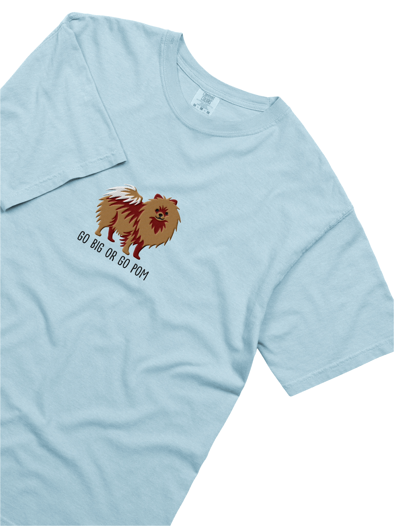 Go Big or Go Pom T-Shirt(Embroidered) of a Pomeranian(Tan) product image (55)