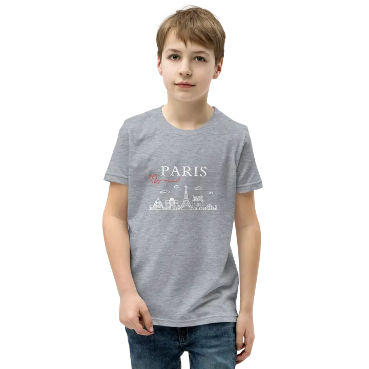 Love Paris with Monuments Youth T-Shirt | White Ink product image (1)