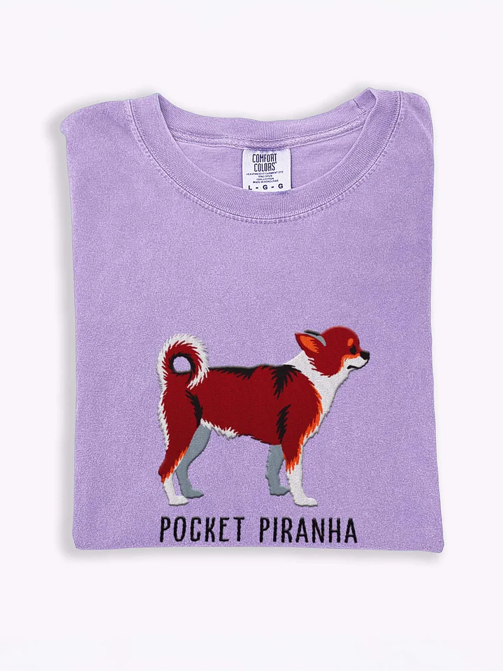 Pocket Piranha T-Shirt(Embroidered) of a Chihuahua(Chocolate Tricolor) product image (1)