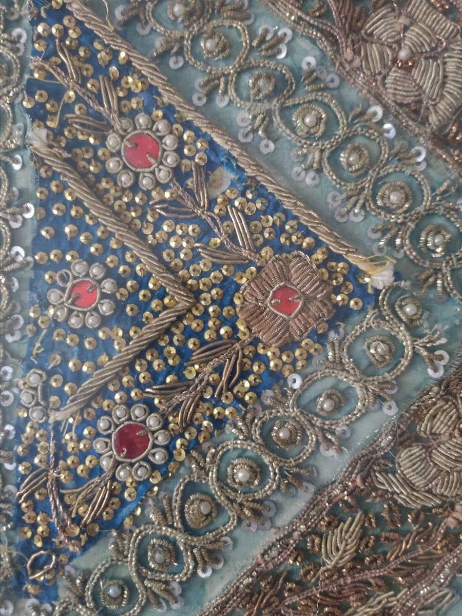 Magnifica, única e rara tela bordada indiana, Luxuosa arte indiana, tela requintada product image (10)