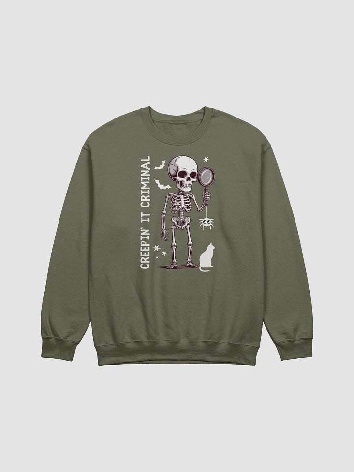 Creepin’ It Criminal Halloween Sweatshirt for True Crime Lovers - Dark product image (2)