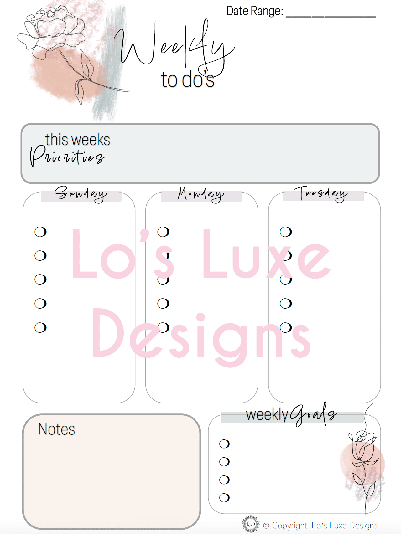 The 'Casey' To Do List Bundle - 8.5x11 - Printable product image (2)