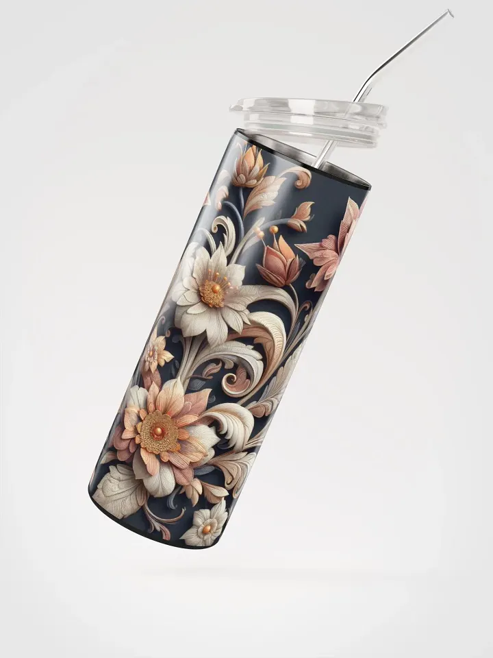Vintage Floral Stainless Steel Tumbler - Eco-Chic Sipper Delight product image (2)