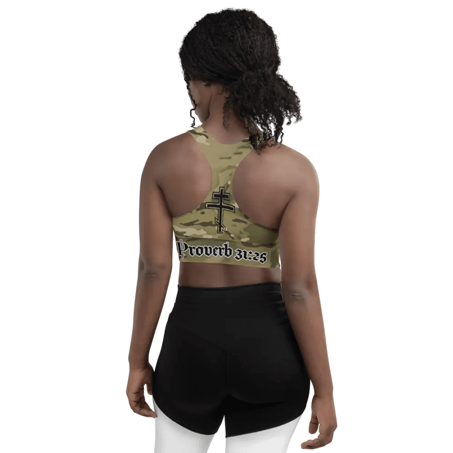 Faithful Camo: Proverb 3:25 Longline Sports Bra - Multicam product image (5)