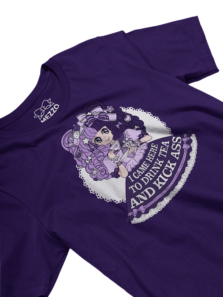 I Came Here to Drink Tea & Kick Ass (OTT, Purple) cotton t-shirt product image (6)
