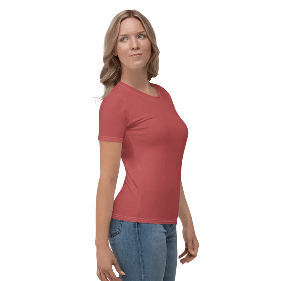 Plain Brick Red Soft Summer Women's Crewneck Polyester Heavyweight Premium T-Shirt by Treasure Pie product image (4)