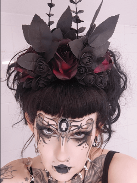 Gothic Headpiece (Roses & Black Leaves) product image (1)