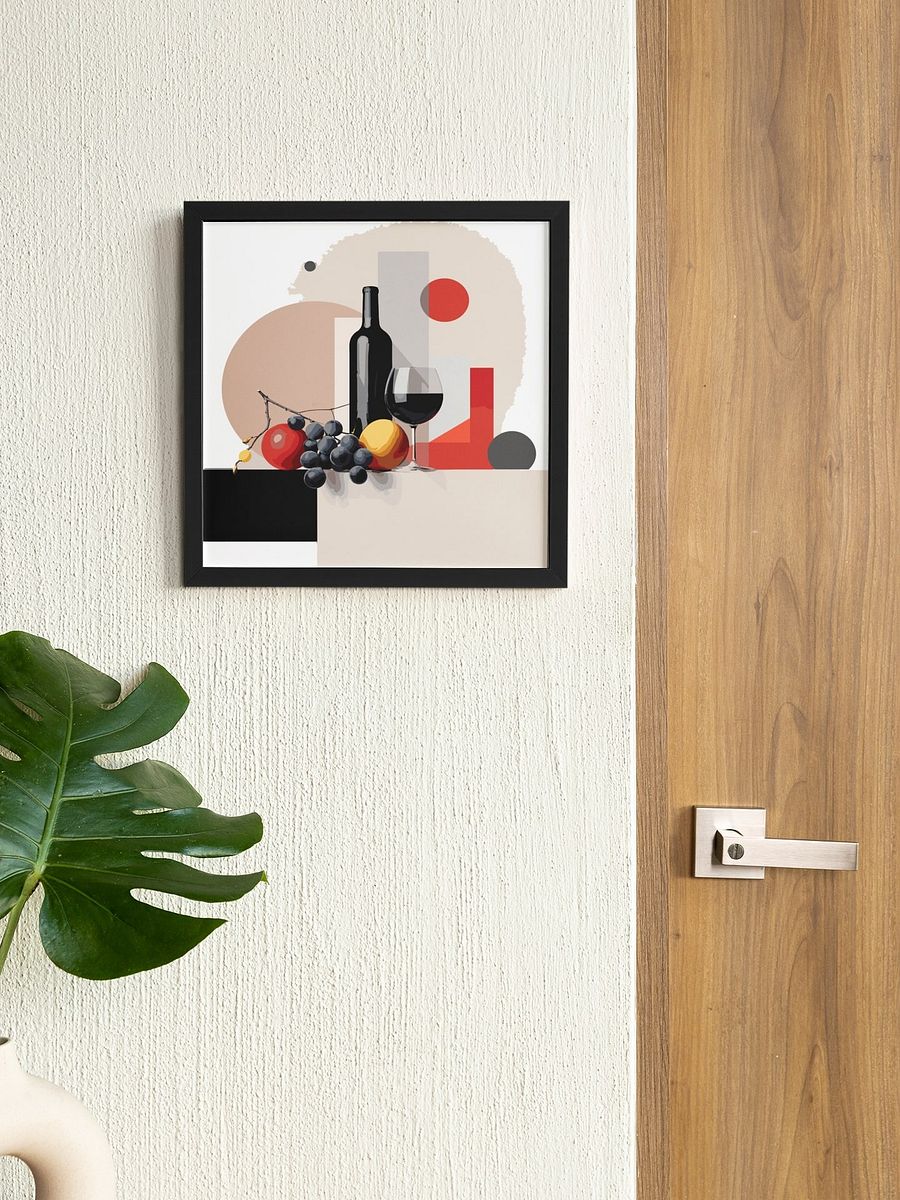Stylish Wine and Grapes Poster, Modern Kitchen Wall Art, Geometric Abstract Still Life, Chic Dining Room Decor, Wine Lovers Gift Idea product image (2)