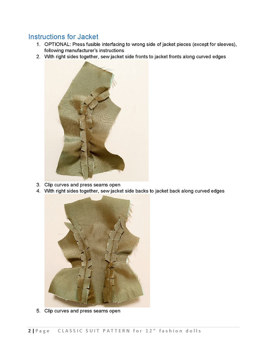 Classic Suit sewing pattern for 12" fashion dolls product image (3)
