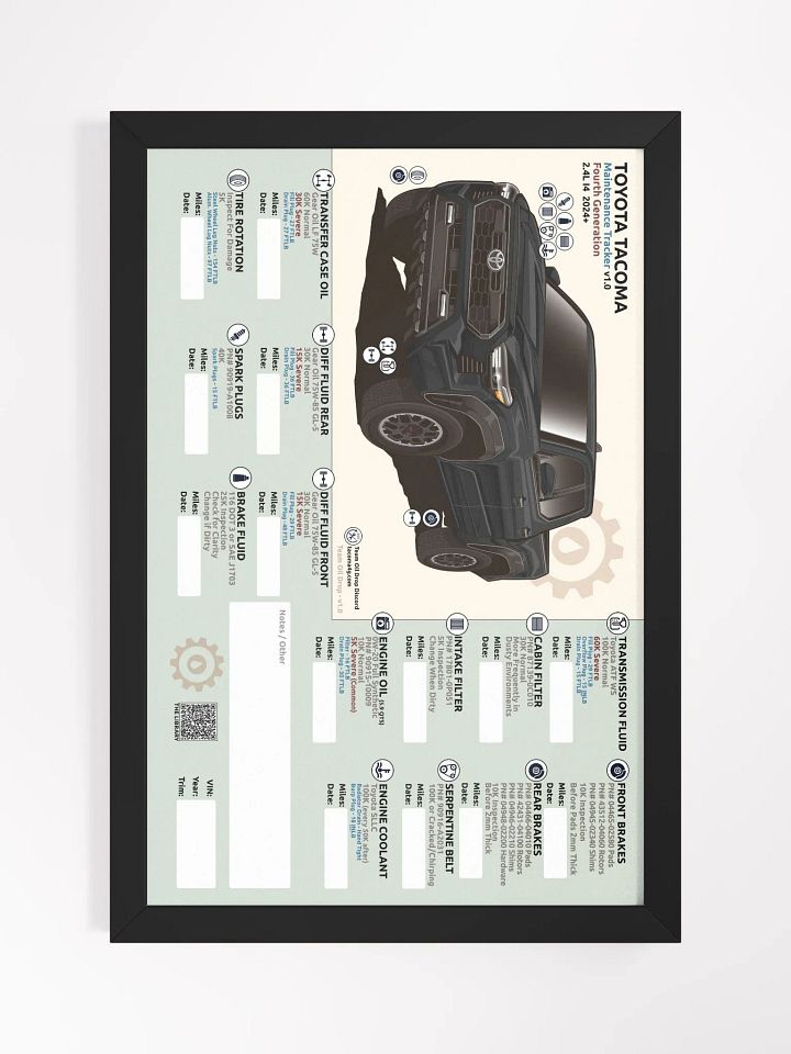 4th GEN MAINTENANCE TRACKER V1.0 - Black (FRAMED) product image (2)