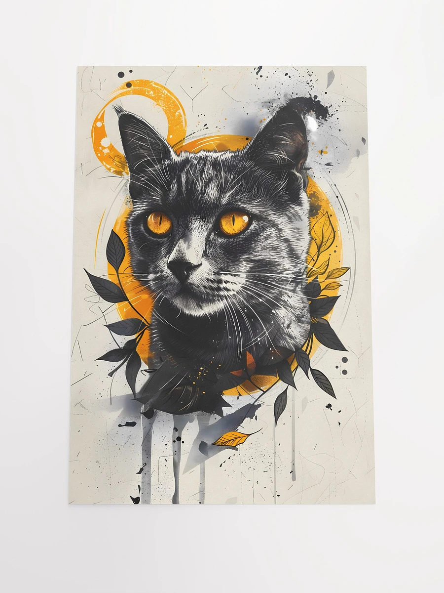 Mystique Unleashed: Urban-Inspired Black Cat with Golden Eyes Matte Poster product image (3)