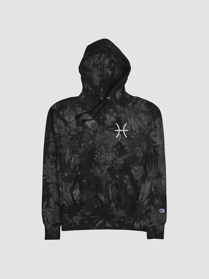 Pisces White on Black Champion Tie Dye Hoodie product image (1)