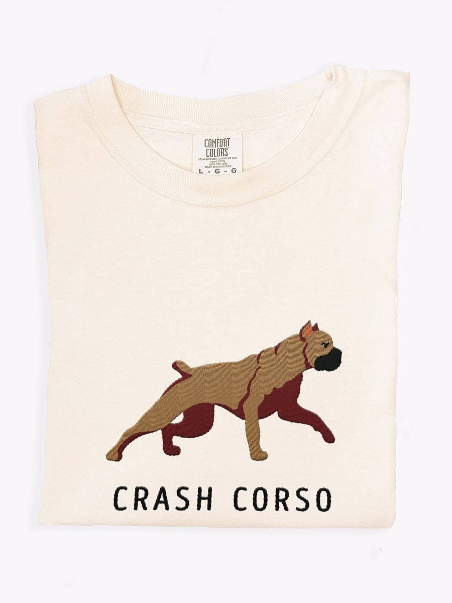 Crash Corso T-Shirt(Embroidered) of a Cane Corso(Tan) product image (1)