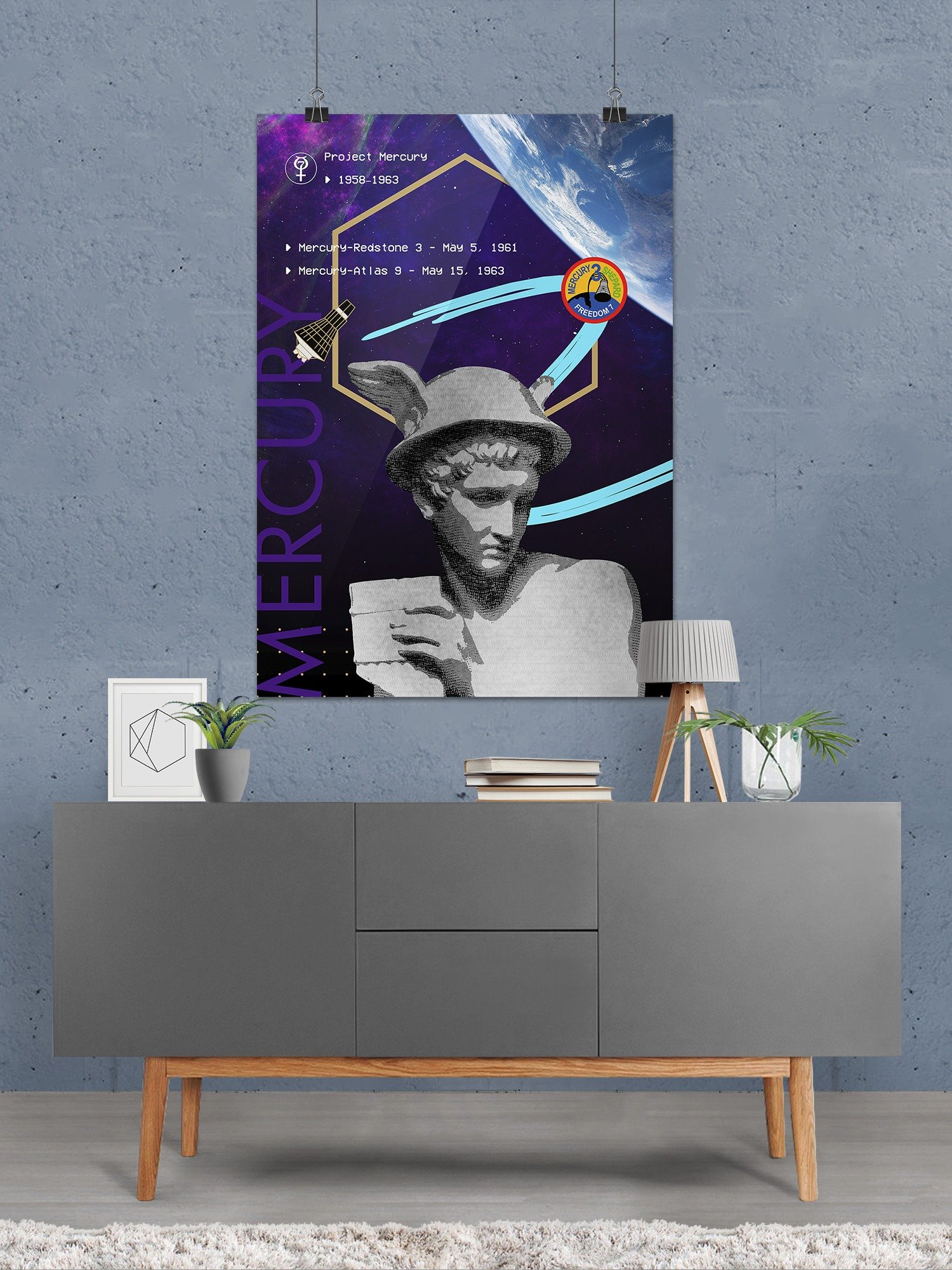Synthwave NASA Project Mercury (1958–1963) [synthwave/vaporwave/retrowave] — space poster, retrowave poster, neon poster, aesthetic poster product image (2)